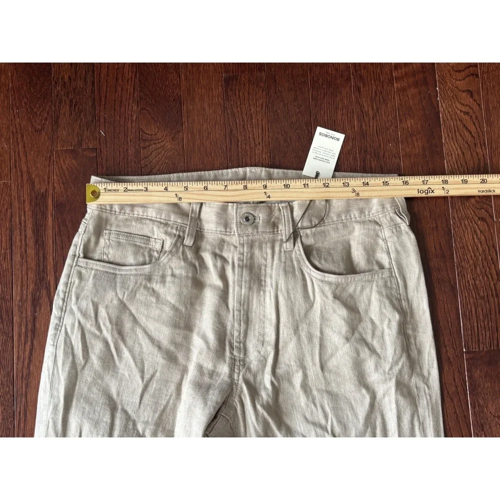 NWT Bonobos Coastal 5-Pocket Pants Men's 31x32 Slim Linen Cotton Stretch Beige